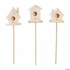 Cheapest 👏 DIY Unfinished Wood Birdhouse Planter Sticks - 3 Pc. 🛒