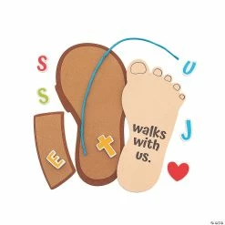 Outlet ✨ Jesus Walks with Us 🩴 Sandal Craft Kit - Makes 12 ⌛ -Spring Craft Shop jesus walks with us sandal craft kit makes 1213830702 a01